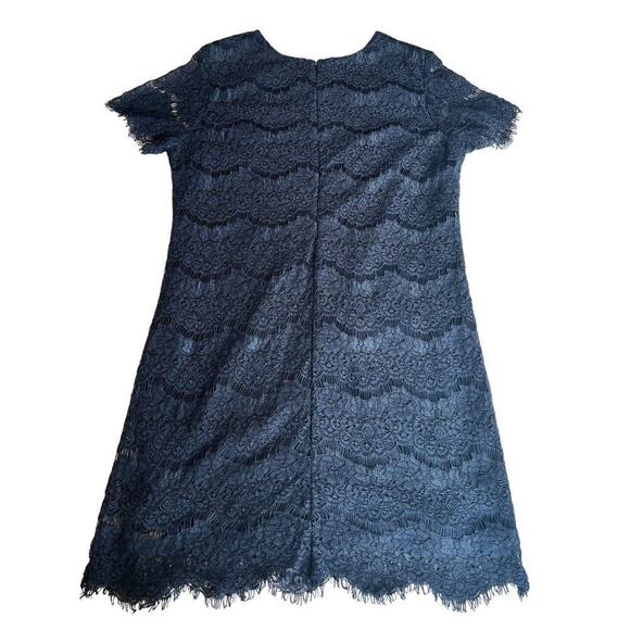 Lulus Take Me To Brunch Navy Blue Lace Shift Dress, Large, Mini, Short Sleeve - Picture 9 of 10